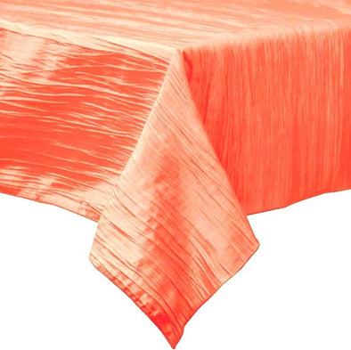 Peach Rectangular Light Weight Accordion Design Crushed Taffeta Seamless Table Overlay.