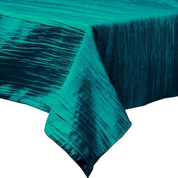 Peacock Rectangular Light Weight Accordion Design Crushed Taffeta Seamless Table Overlay.