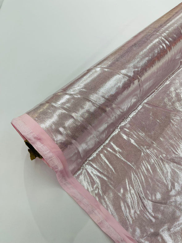 Pink Silver Foggy Foil All Over Foil Metallic Nylon Spandex 4 Way Stretch/58 Inches Wide/Costplay/
