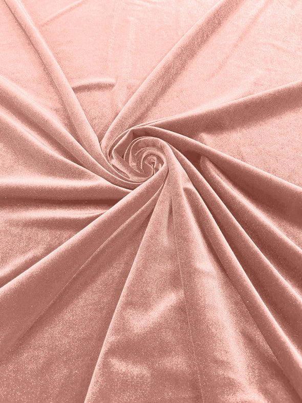 Pink 60" Wide 90% Polyester 10 percent Spandex Stretch Velvet Fabric for Sewing Apparel Costumes Craft, Sold By The Yard.