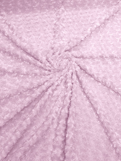Pink 58" Wide Minky Swirl Rose Blossom Ball Rosebud Plush Fur Fabric Polyester-Sold by Yard.