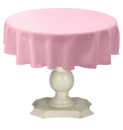 Pink Round Tablecloth Solid Dull Bridal Satin Overlay for Small Coffee Table Seamless