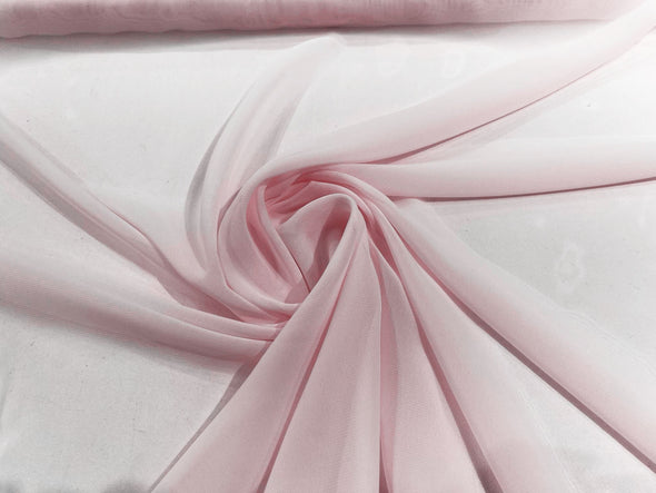 Pink Polyester 58/60" Wide Soft Light Weight, Sheer, See Through Chiffon Fabric Sold By The Yard.