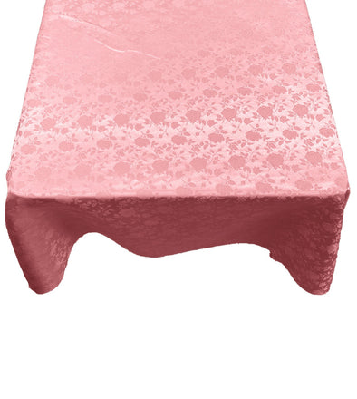 Pink Square Tablecloth Roses Jacquard Satin Overlay for Small Coffee Table Seamless