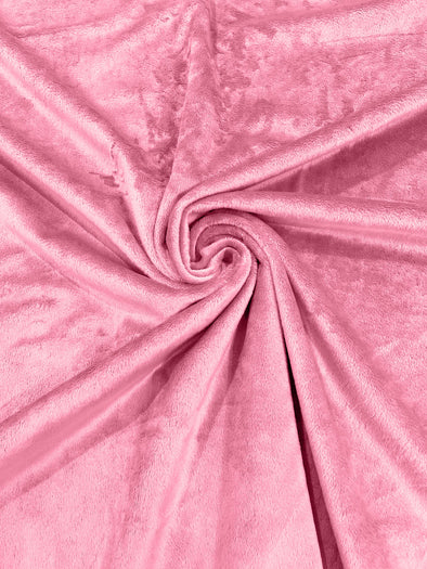 Pink Minky Solid Silky Plush Faux Fur Fabric - Sold by the yard