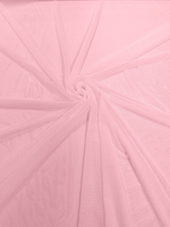 Pink 58/60" Wide Solid Stretch Power Mesh Fabric Spandex/ Sheer See-Though/Sold By The Yard.