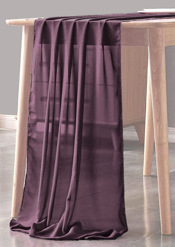 Plum Sheer Table Runner for Wedding, Decorations for Birthday Parties, Banquets, Engagements.