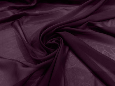 Plum Polyester 58/60" Wide Soft Light Weight, Sheer, See Through Chiffon Fabric Sold By The Yard.