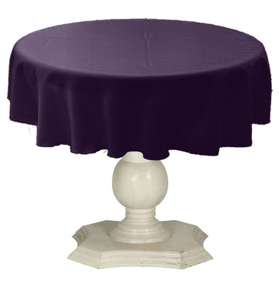 Plum Round Tablecloth Solid Dull Bridal Satin Overlay for Small Coffee Table Seamless