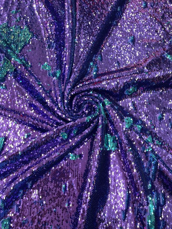 Purple Turquoise Shiny sequins fabric-shiny reversible/54 inches wide/ sequins/decorations/clothing/pillow