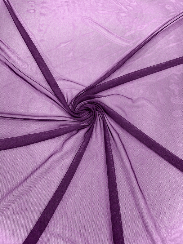 Purple 58/60" Wide Solid Stretch Power Mesh Fabric Spandex/ Sheer See-Though/Sold By The Yard.