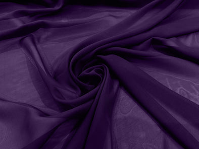 Purple Polyester 58/60" Wide Soft Light Weight, Sheer, See Through Chiffon Fabric Sold By The Yard.