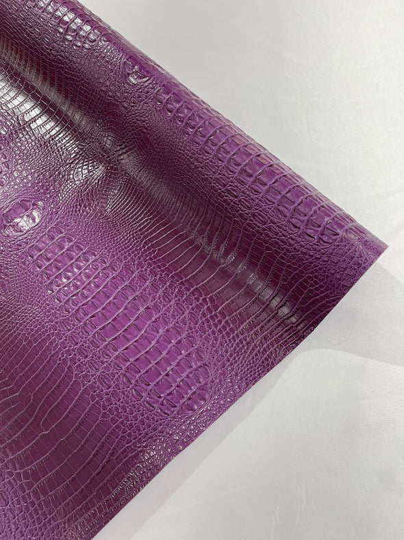 Purple 54” Wide Gator Two Tone Fake Leather Upholstery, 3-D Crocodile Skin Texture Faux Leather PVC Vinyl Fabric Sold by The Yard.