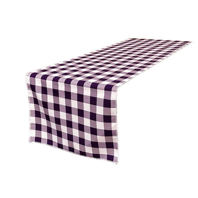 Purple 12" Wide by The Size of Your Choice, Polyester Poplin Gingham, Checkered, Plaid Table Runner.