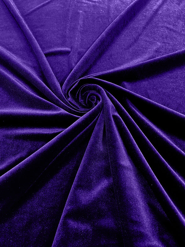 Purple 60" Wide 90% Polyester 10 percent Spandex Stretch Velvet Fabric for Sewing Apparel Costumes Craft, Sold By The Yard.