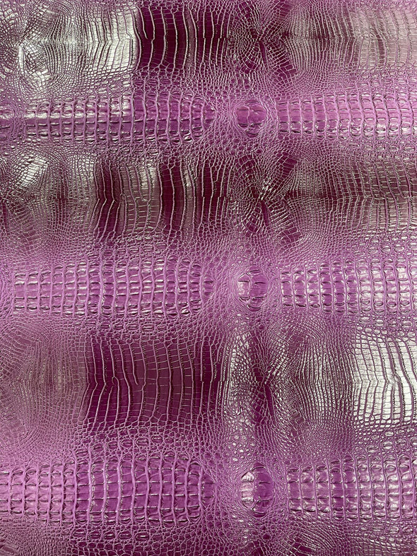 Purple 54” Wide Gator Two Tone Fake Leather Upholstery, 3-D Crocodile Skin Texture Faux Leather PVC Vinyl Fabric Sold by The Yard.