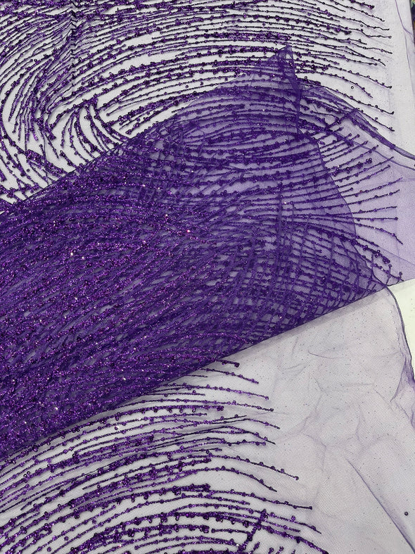 Fashion Glitter Design On A Mesh Lace Fabric/Prom.