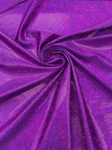 Purple Shattered Glass Foil Hologram/58” Wide/4 Way Stretch Spandex Nylon Tricot. Sold by the yard.