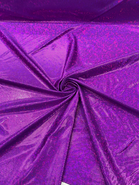 Purple Shattered Glass Foil Hologram/58” Wide/4 Way Stretch Spandex Nylon Tricot. Sold by the yard.