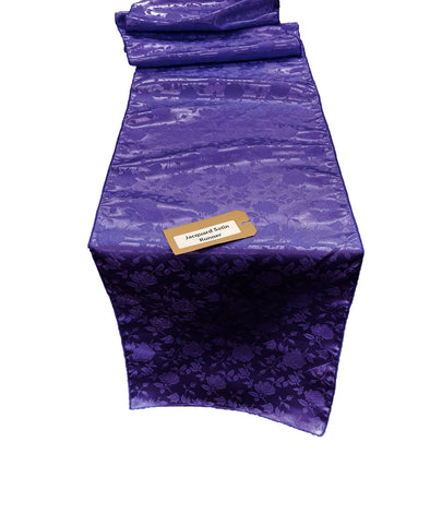 Purple Jacquard Satin Roses Runner, Party Supply / Wedding / Decoration.