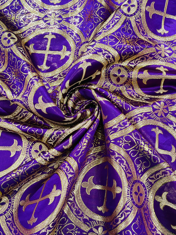 Cross Brocade Jacquard Satin/Religious Brocade/58" Wide/Liturgical Fabric/Church/Vestment-By The Yard