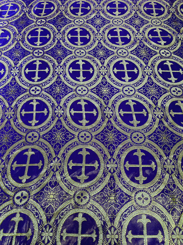 Cross Brocade Jacquard Satin/Religious Brocade/58" Wide/Liturgical Fabric/Church/Vestment-By The Yard