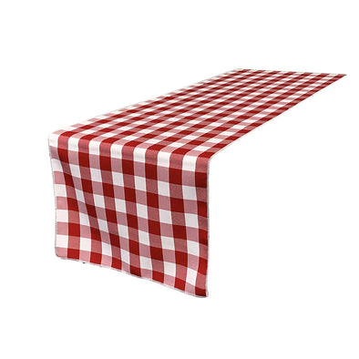 Red 12" Wide by The Size of Your Choice, Polyester Poplin Gingham, Checkered, Plaid Table Runner.