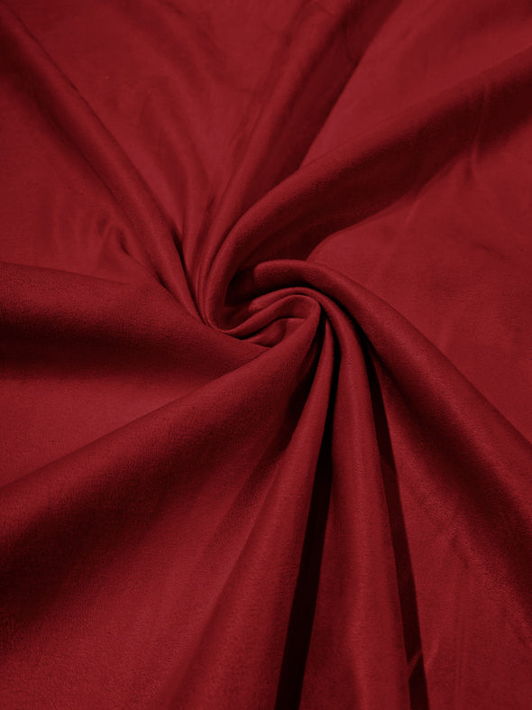 Red Faux Suede Polyester Fabric | Microsuede | 58" Wide | Upholstery Weight, Tablecloth, Bags, Pouches, Cosplay, Costume