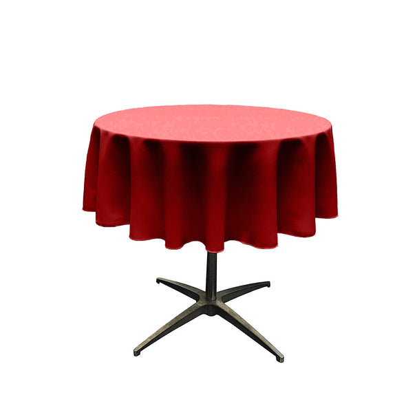 Red Solid Round Polyester Poplin Tablecloth Seamless