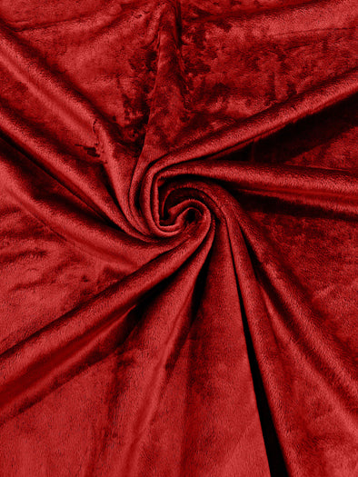 Red Minky Solid Silky Plush Faux Fur Fabric - Sold by the yard