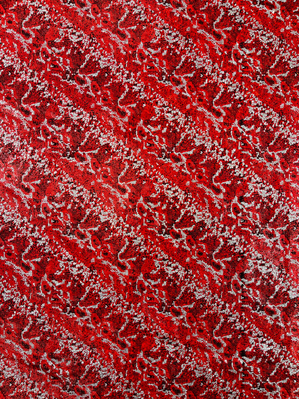 Shattered Glass Snake Design Nylon Spandex Fabric, 4-Way Stretch, Medium Weight, Sold by The Yard