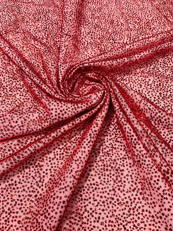 Red Chunky tulle glitter fabric shimmer/ tulle glitter for dresses/ mesh glitter fabric/ costume fabric/ wholesale.