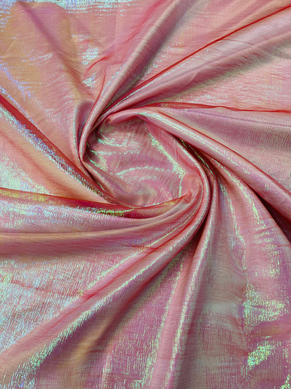 Red Crush Iridescent Shimmer Organza Fabric 45” Wide, Sells by The Yard.