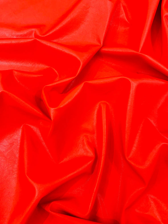 Red Stretch Vinyl Fabric, Plaid Pattern, 4-Way Stretch, Medium Weight, Sold By The Yard.