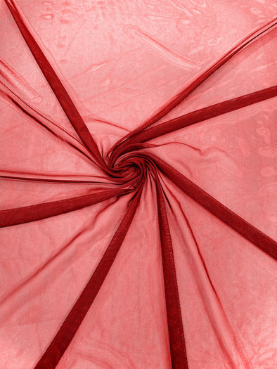 Red 58/60" Wide Solid Stretch Power Mesh Fabric Spandex/ Sheer See-Though/Sold By The Yard.