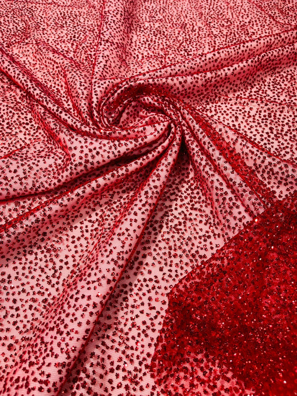 Red Chunky tulle glitter fabric shimmer/ tulle glitter for dresses/ mesh glitter fabric/ costume fabric/ wholesale.