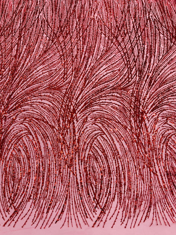 Fashion Glitter Design On A Mesh Lace Fabric/Prom.