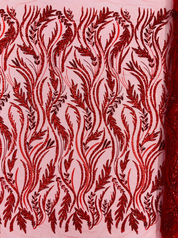 Luxury Festival Beaded Vine Lace Fabric, Sold by The Yard.