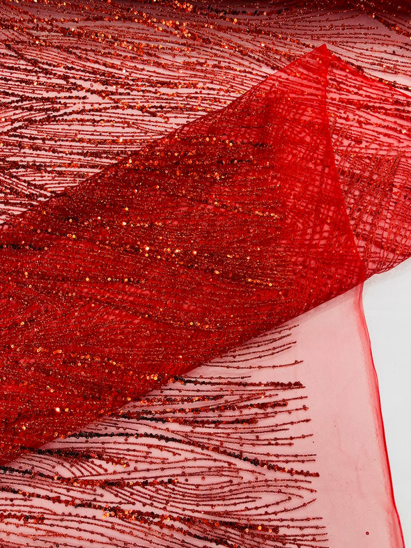 Fashion Glitter Design On A Mesh Lace Fabric/Prom.