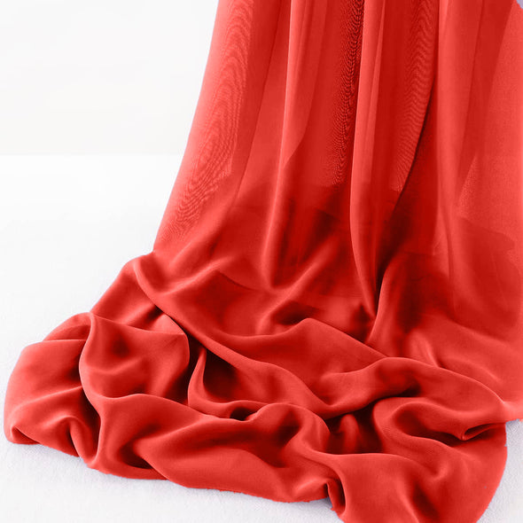 Red Pack of 10 10ft Wool Dobby Chiffon Table Runner 29x120 Inches Runner for Wedding, Decorations for Birthday Parties, Banquets, Engagements, Sheer