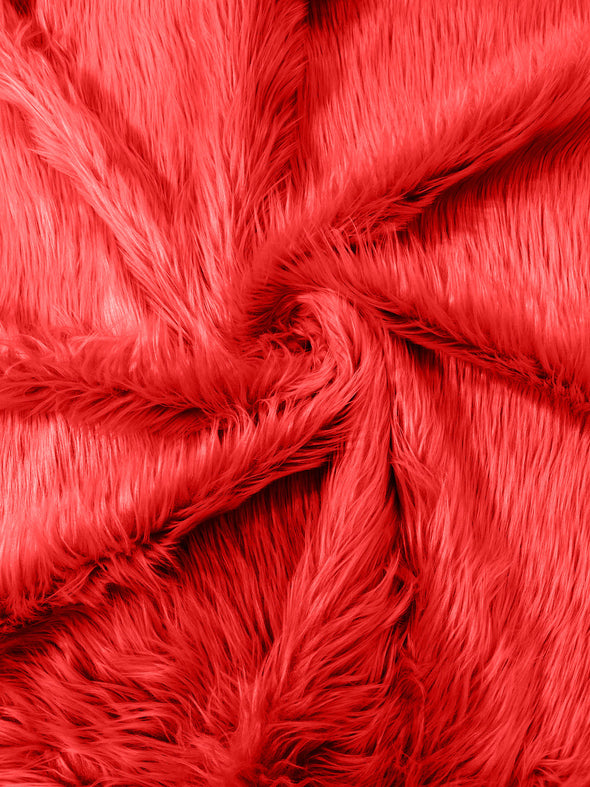 Red Long Pile Soft Faux Fur Fabric for Fur suit, Cosplay Costume, Photo Prop, Trim, Throw Pillow, Crafts.