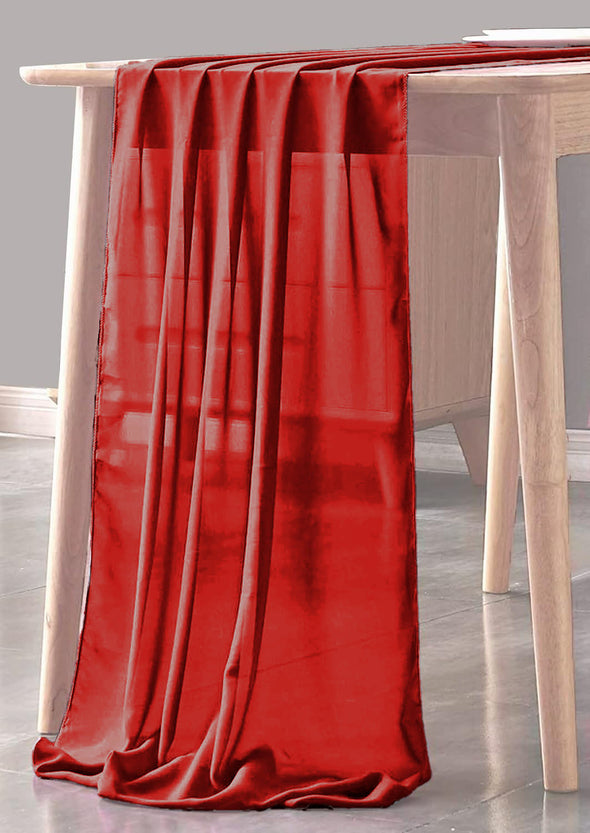 Red Sheer Table Runner for Wedding, Decorations for Birthday Parties, Banquets, Engagements.