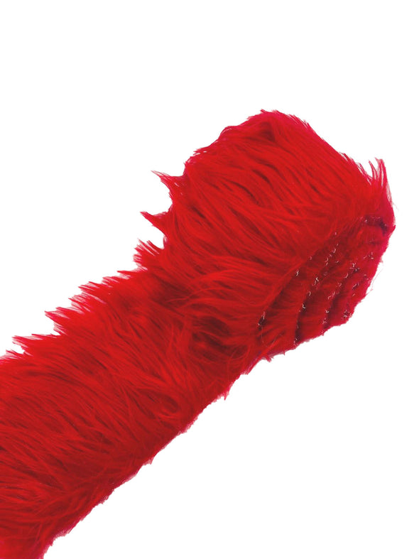 Red Long Pile Soft Faux Fur Fabric STRIP for Fur suit, Cosplay Costume, Photo Prop, Trim, Throw Pillow, Crafts.