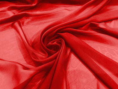 Red Polyester 58/60" Wide Soft Light Weight, Sheer, See Through Chiffon Fabric Sold By The Yard.