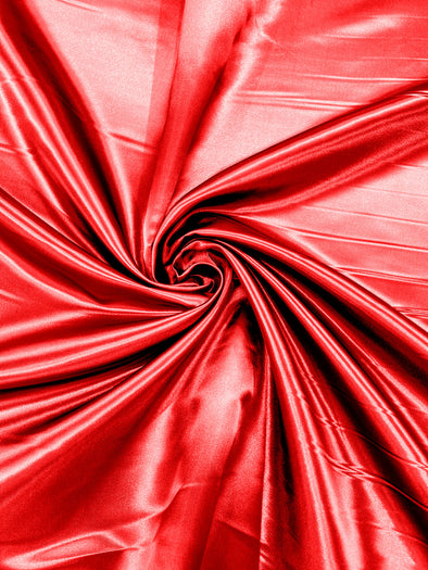Red Heavy Shiny Bridal Satin Fabric for Wedding Dress, 60" inches wide sold by The Yard. Modern Color