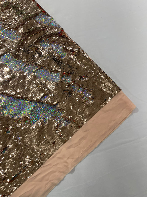 Rose Gold Silver Shiny sequins fabric-shiny reversible/54 inches wide/ sequins/decorations/clothing/pillow