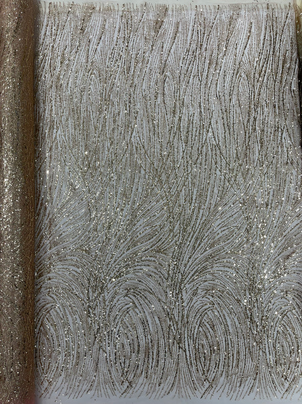 Fashion Glitter Design On A Mesh Lace Fabric/Prom.