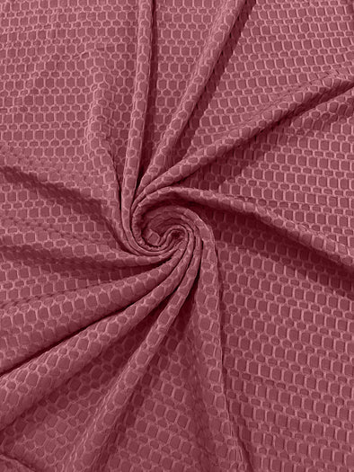 Rose Honeycomb 4-Way Stretch Knit Fabric for Leggings, Athletic Wear, Work Out Gear, Biker Fabric.