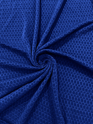 Royal Blue Honeycomb 4-Way Stretch Knit Fabric for Leggings, Athletic Wear, Work Out Gear, Biker Fabric.