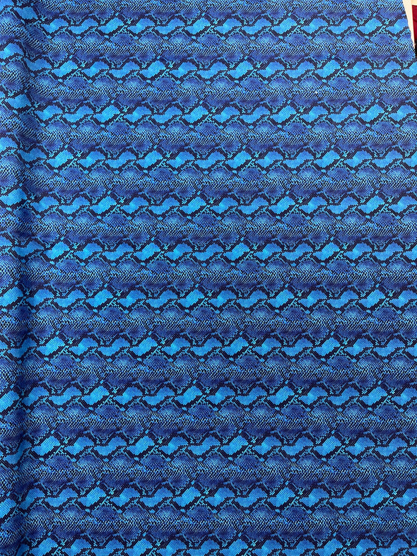 Royal Black Python Snake Print on a 4 way Stretch Nylon Spandex/58” wide/- Sold by the yard.